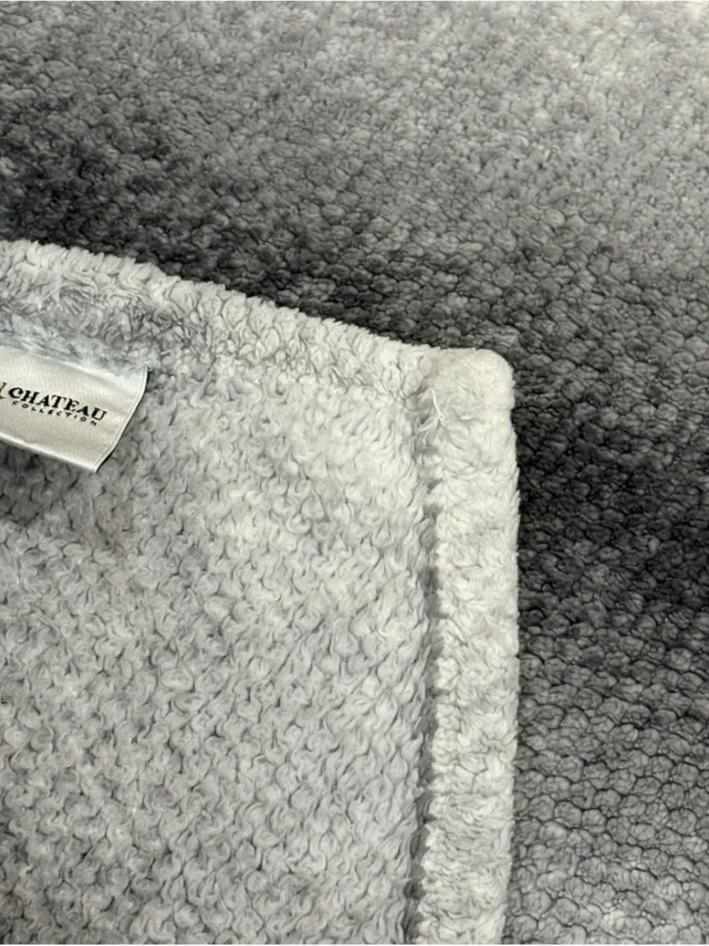 Mon Chateau Luxury Collection Blanket Throw 60”x70” Grey White Ombré Textured